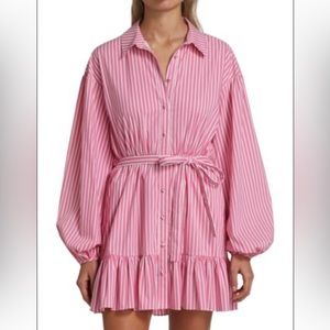 CINQ À SEPT Kelly Belted Pinstripe Dress